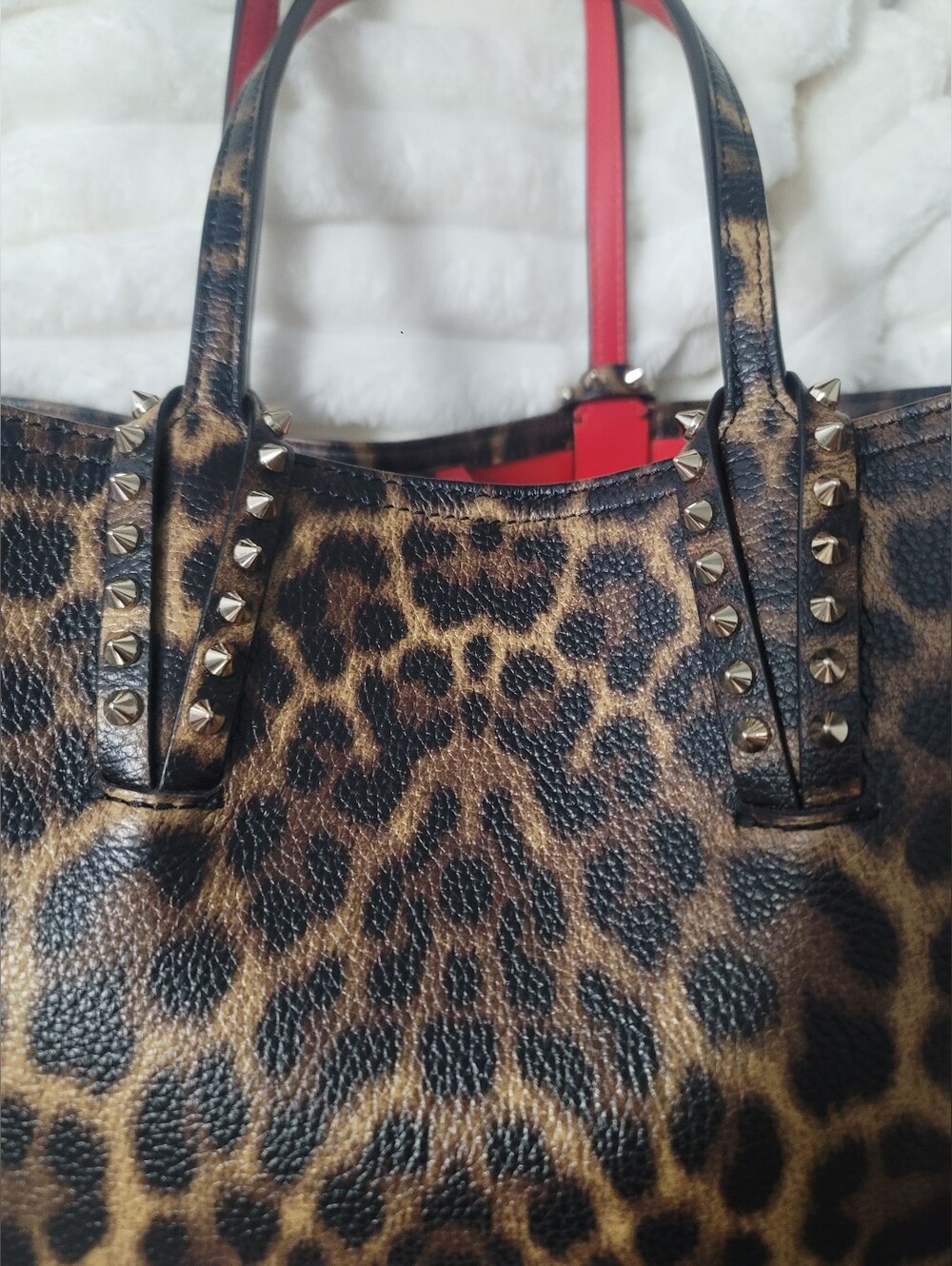 Christian Louboutin Cabata Small Leopard-Print Tote Bag With Pouch  Dustbag - Picture 13 of 16